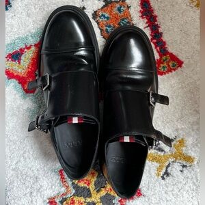 Bally leather double buckle dress shoes
